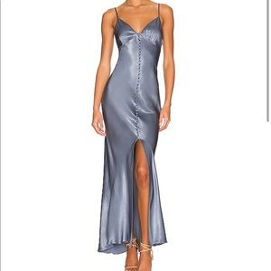 SHONA JOY LA LUNE BIAS SLIP DRESS - BLUE SMOKE - AUS 6 / US 2